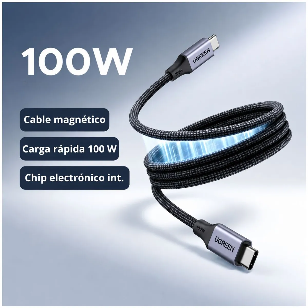 CABLE USB-C A USB-C UGREEN L520 100W 1M CARGA RÁPIDA PD MAGNÉTICO TRENZADO - 4