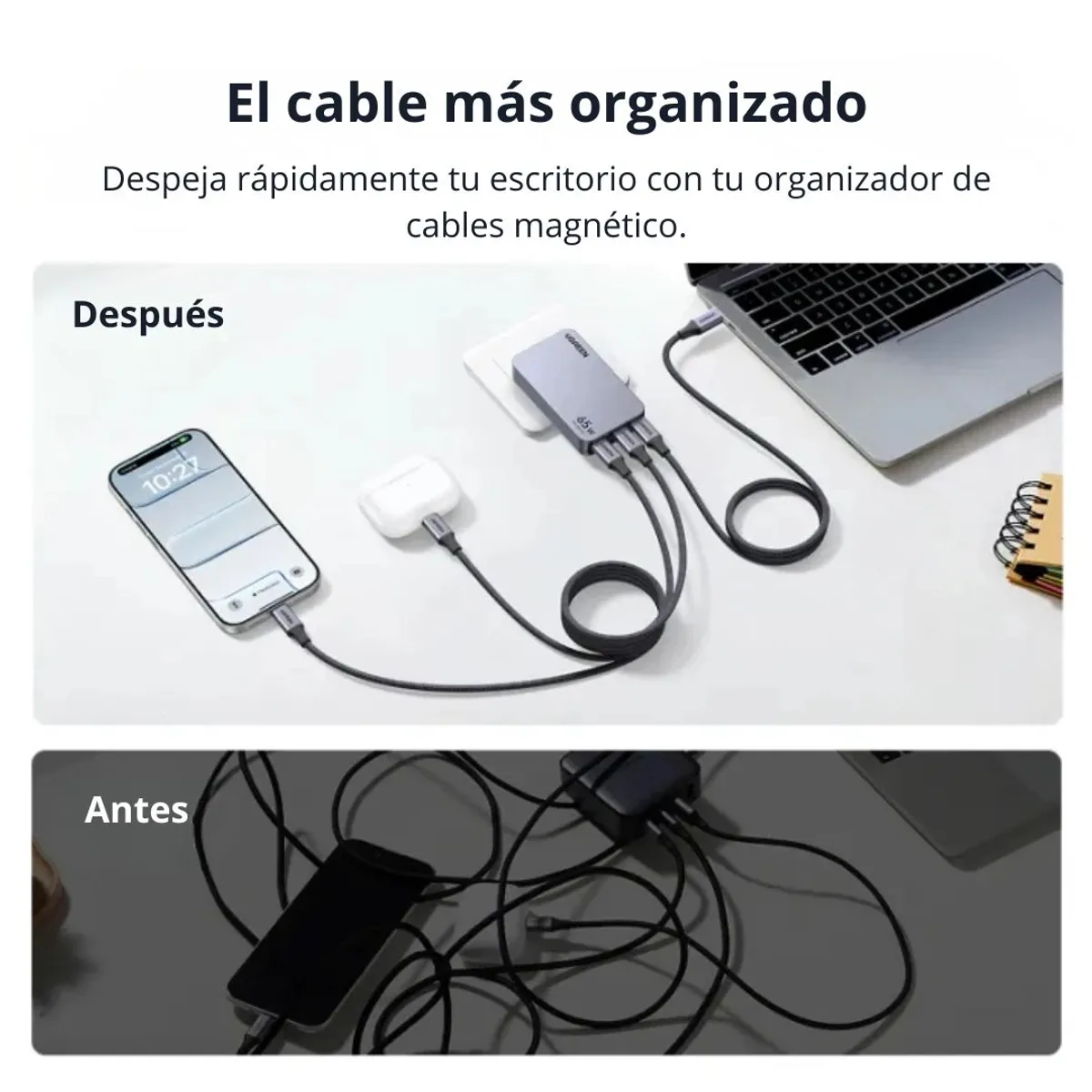 CABLE USB-C A USB-C UGREEN L520 100W 1M CARGA RÁPIDA PD MAGNÉTICO TRENZADO - 8