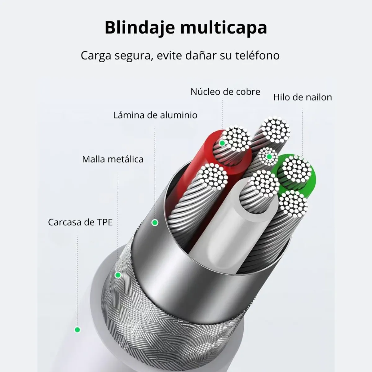 CABLE USB-A A LIGHTNING UGREEN US155 1M MFI 2.4A PARA IPHONE Y IPAD - 4