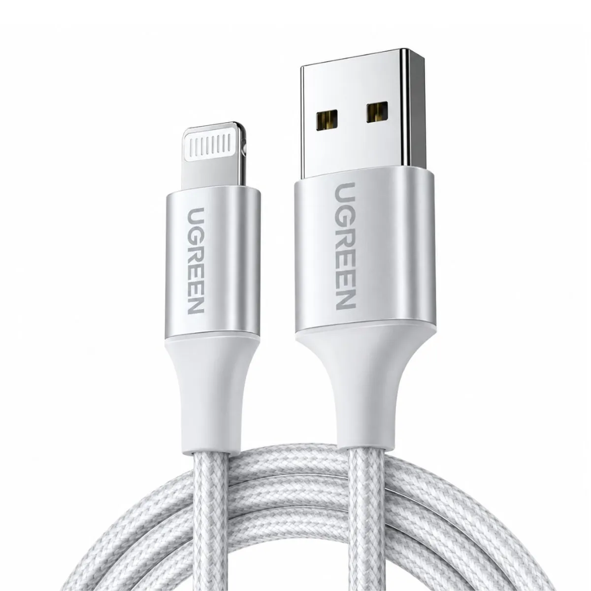 CABLE USB-A A LIGHTNING UGREEN US199 1M MFI 2.4A TRENZADO 2.4A PARA IPHONE Y IPAD - 1