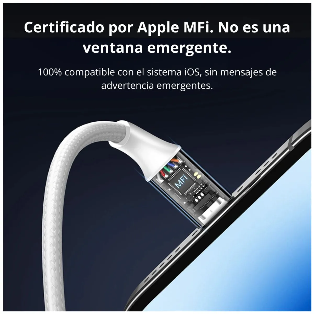 CABLE USB-A A LIGHTNING UGREEN US199 1M MFI 2.4A TRENZADO 2.4A PARA IPHONE Y IPAD - 3