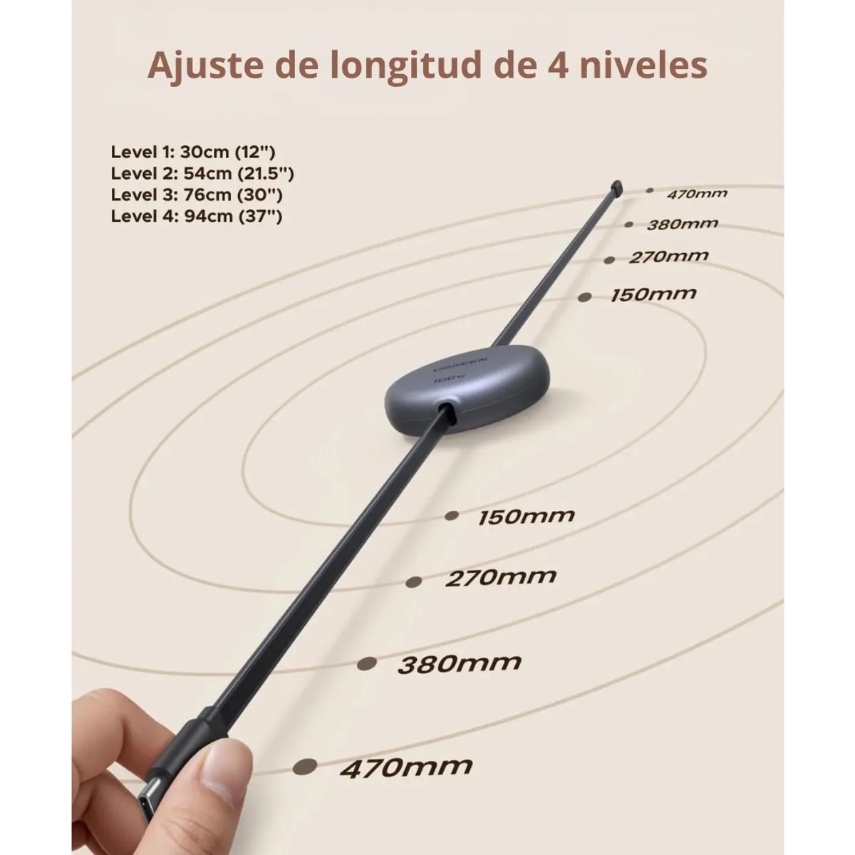 CABLE USB-C A USB-C RETRÁCTIL UGREEN NEXODE L531 100W 1M CON CARGA RÁPIDA PD - 4
