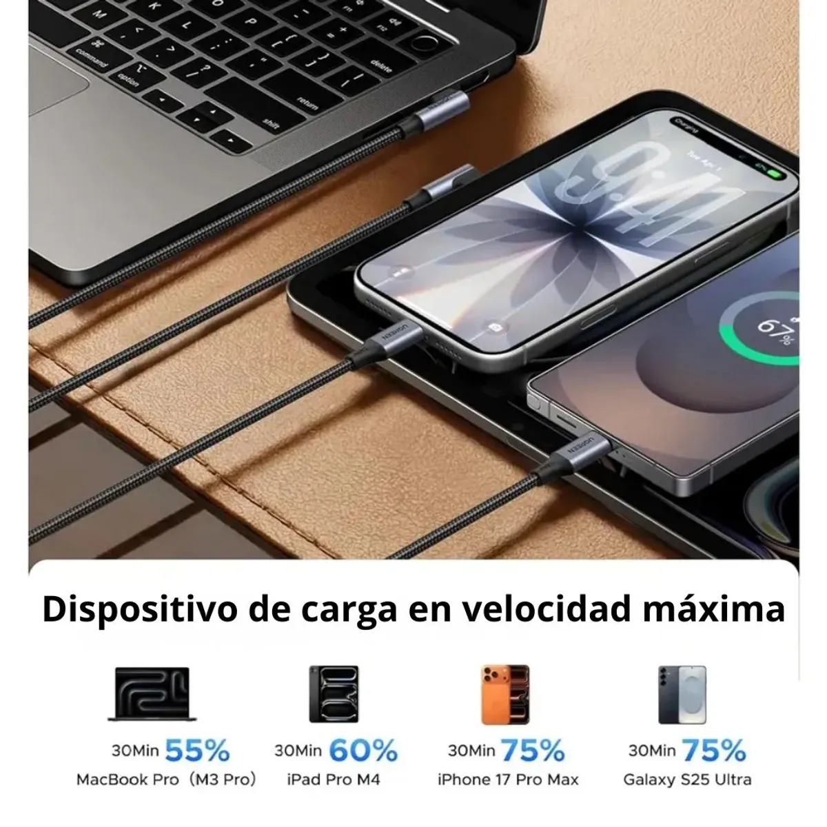 CABLE USB-C A USB-C UGREEN L536 240W 2M CARGA RÁPIDA PD TRENZADO - 5