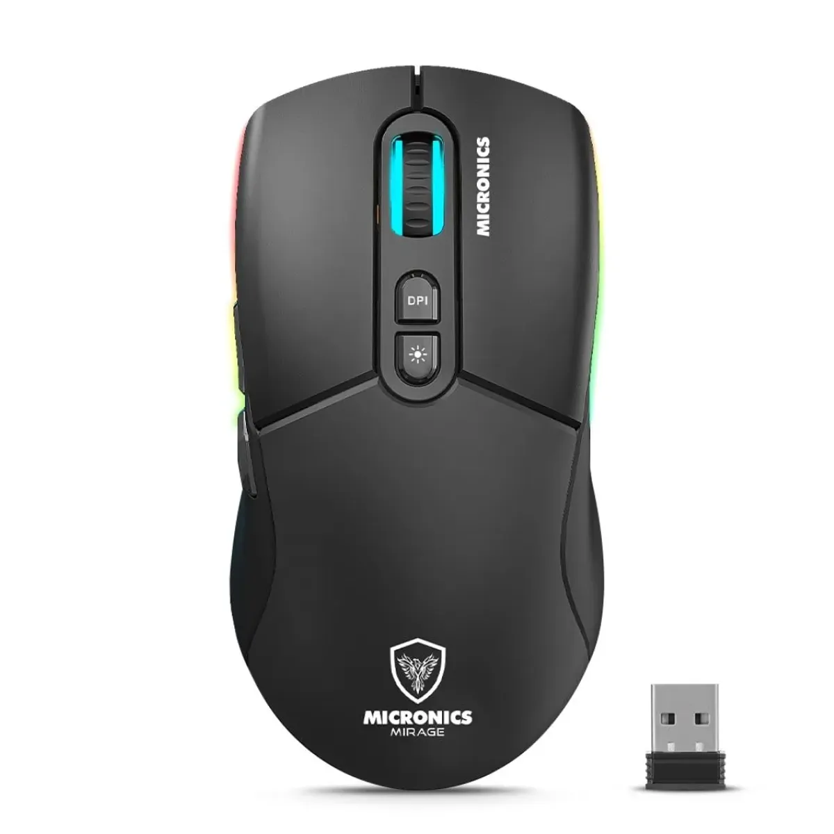 MOUSE GAMER INALÁMBRICO MICRONICS MIRAGE 3 RGB 4800 DPI RECARGABLE - 1