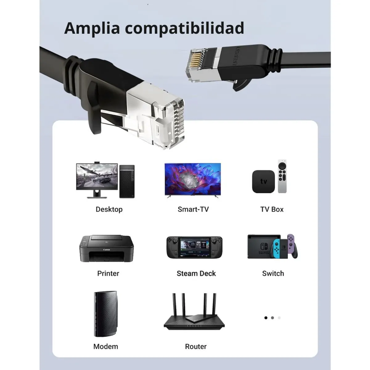 CABLE ETHERNET UGREEN NW101 CAT 6 PLANO 5M RJ45 1000MBPS PARA PS5 XBOX PC ROUTER Y SMART TV - 3