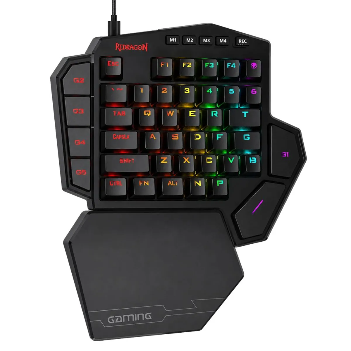 TECLADO GAMER MECÁNICO DE UNA MANO REDRAGON DITI CON RETROILUMINACIÓN RGB, TECLAS MACRO, CONEXIÓN US - 1