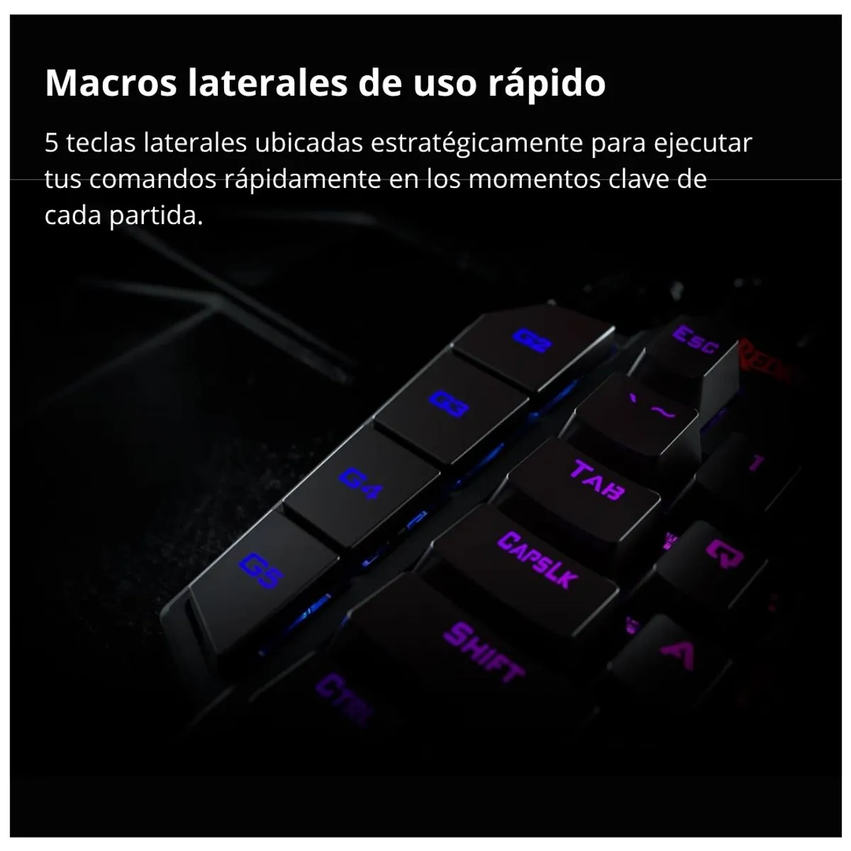 TECLADO GAMER MECÁNICO DE UNA MANO REDRAGON DITI CON RETROILUMINACIÓN RGB, TECLAS MACRO, CONEXIÓN US - 4