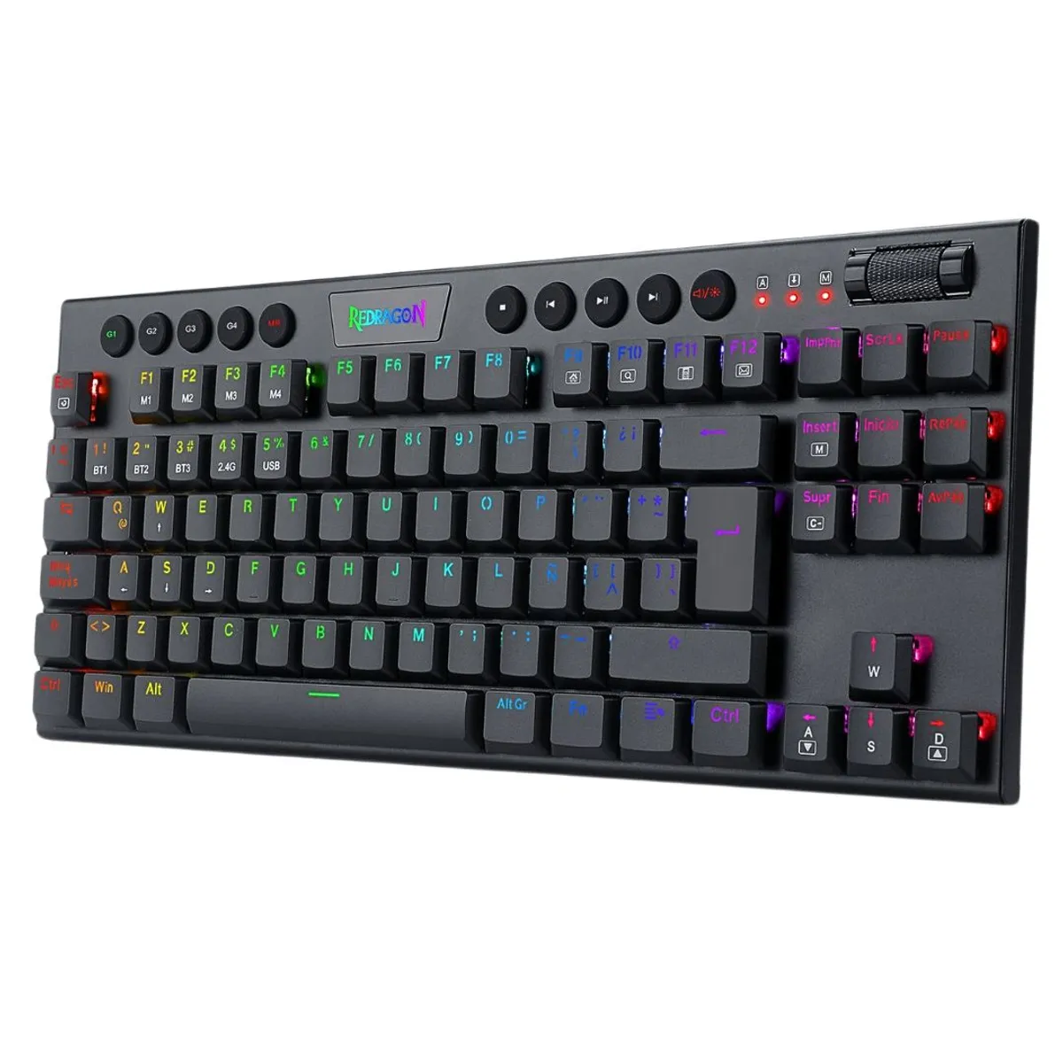 TECLADO MECÁNICO GAMER REDRAGON HORUS K621-RGB TKL INALÁMBRICO BLUETOOTH Y CABLE USB-C LOW PROFILE - 2