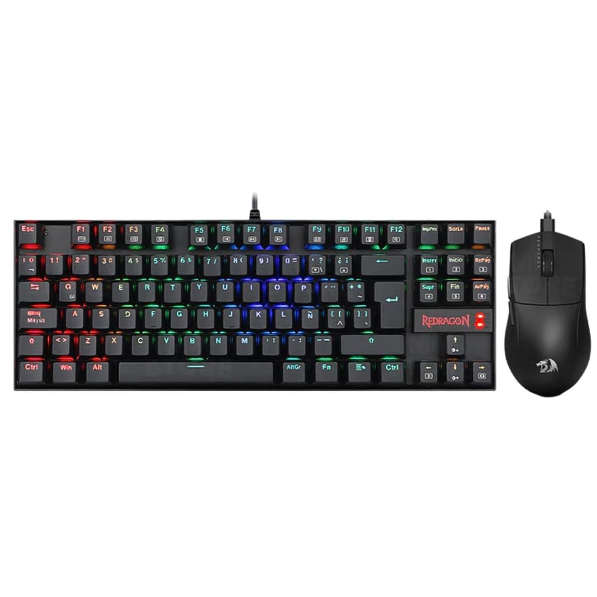 COMBO GAMER REDRAGON S145 TECLADO MECÁNICO RGB Y MOUSE 12400 DPI CON CABLE PARA PC - 1