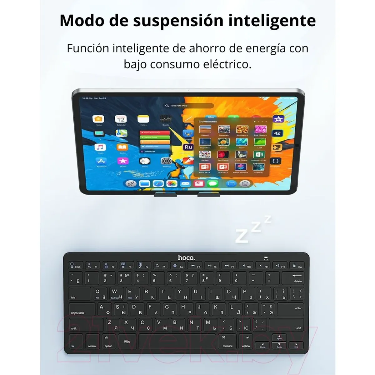 TECLADO INALÁMBRICO HOCO DI18 BLUETOOTH 5.0 Y 2.4G RECARGABLE PARA PC LAPTOP TABLET Y CELULAR - 6