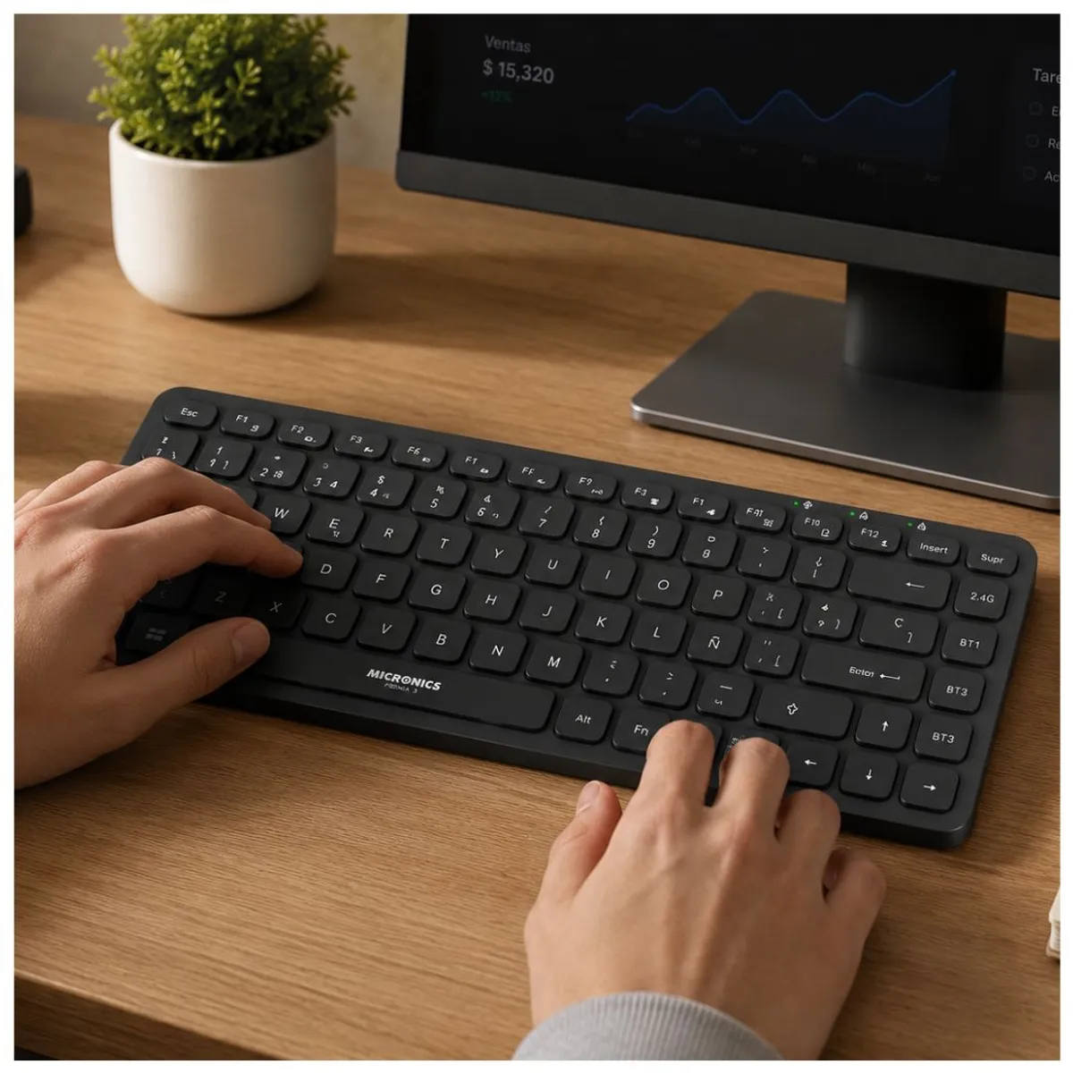 TECLADO INALÁMBRICO MICRONICS FENIX 3 K603-3M BLUETOOTH 2.4GHZ RECARGABLE - 4