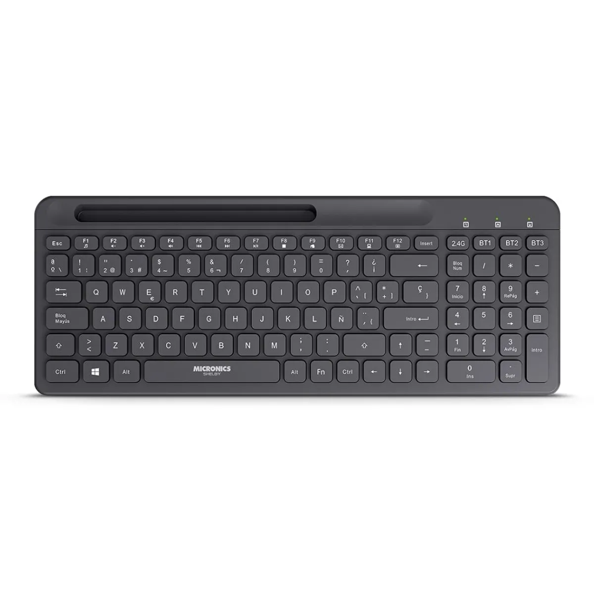 TECLADO INALÁMBRICO MICRONICS SHELBY K605-3M BLUETOOTH 2.4GHZ RECARGABLE ESPAÑOL - 1