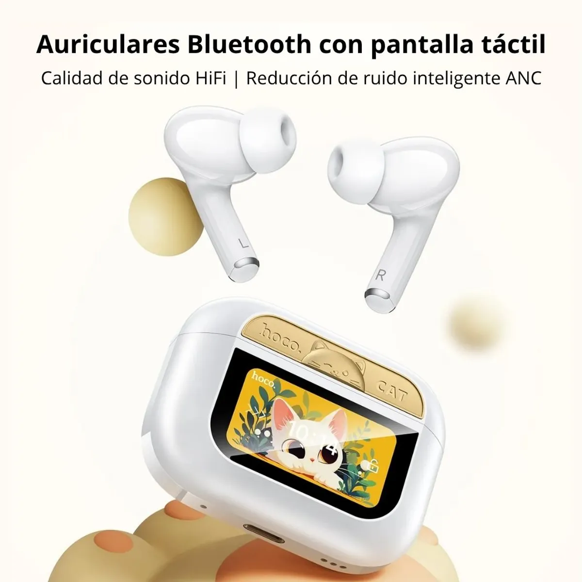 AUDÍFONOS BLUETOOTH HOCO EW88 TWS CON ANC PANTALLA TÁCTIL LCD Y BLUETOOTH 5.4 - 2