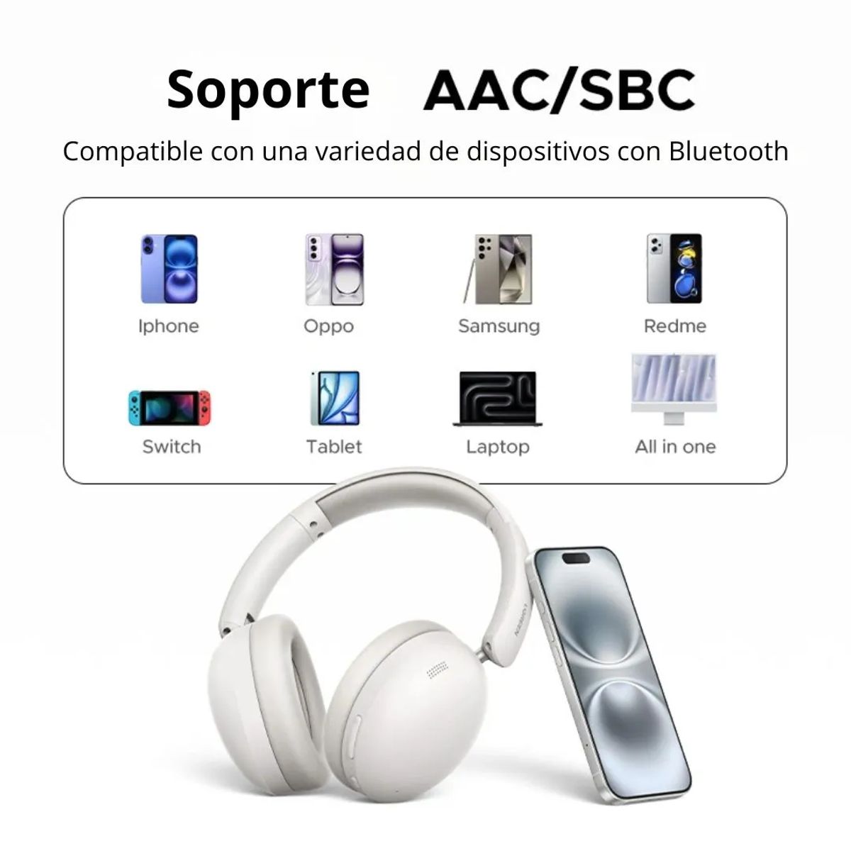 AUDÍFONOS BLUETOOTH UGREEN STUDIO MAX2 HP205 OVER EAR 80H CON CARGA RÁPIDA - 6