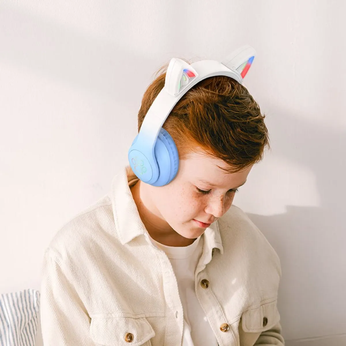 AUDÍFONOS BLUETOOTH HOCO W42 CAT EARS RGB CON MICRÓFONO LUCES LED TF Y AUX - 5