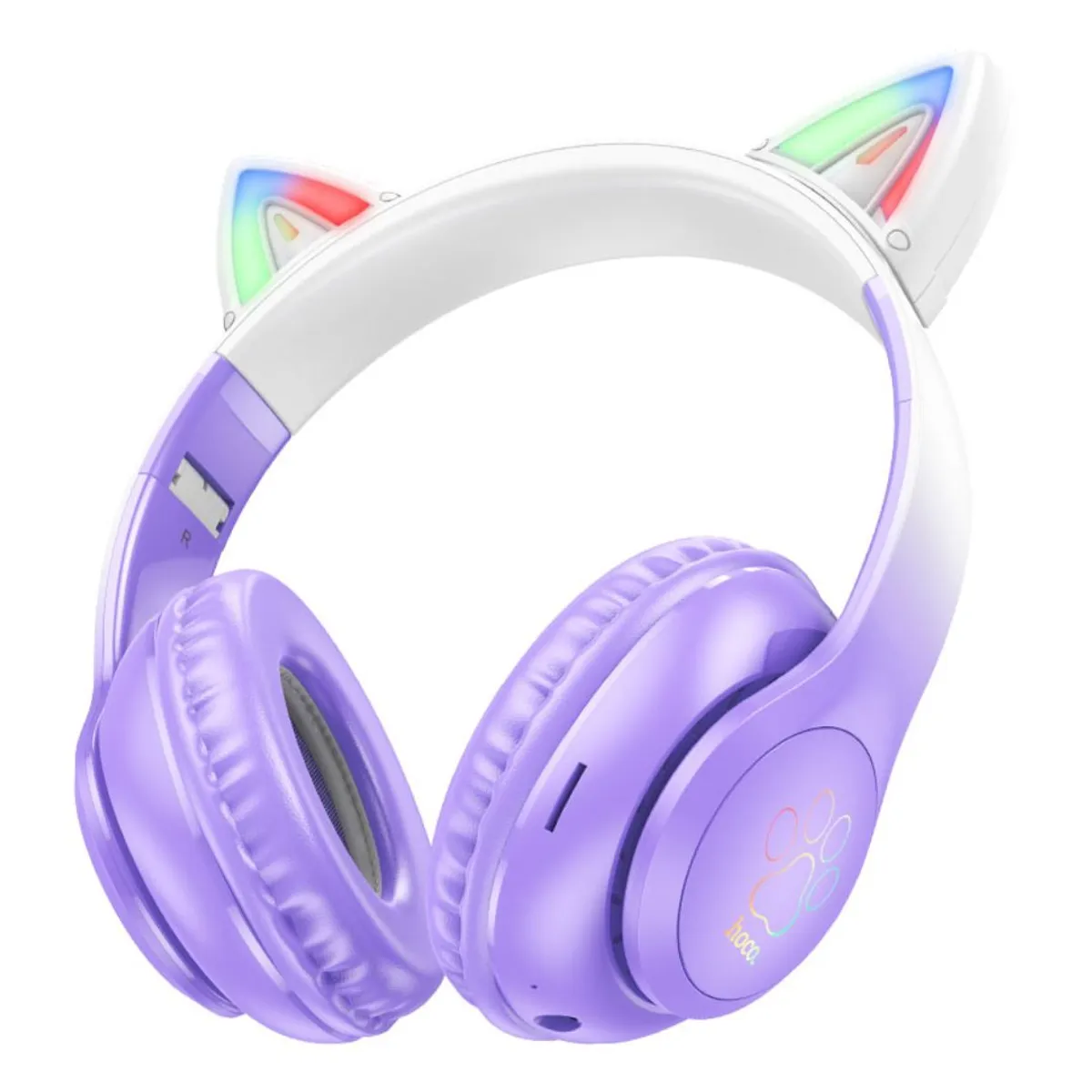 AUDÍFONOS BLUETOOTH HOCO W42 CAT EARS RGB CON MICRÓFONO LUCES LED TF Y AUX - 1
