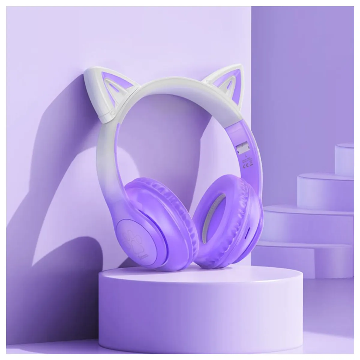 AUDÍFONOS BLUETOOTH HOCO W42 CAT EARS RGB CON MICRÓFONO LUCES LED TF Y AUX - 3