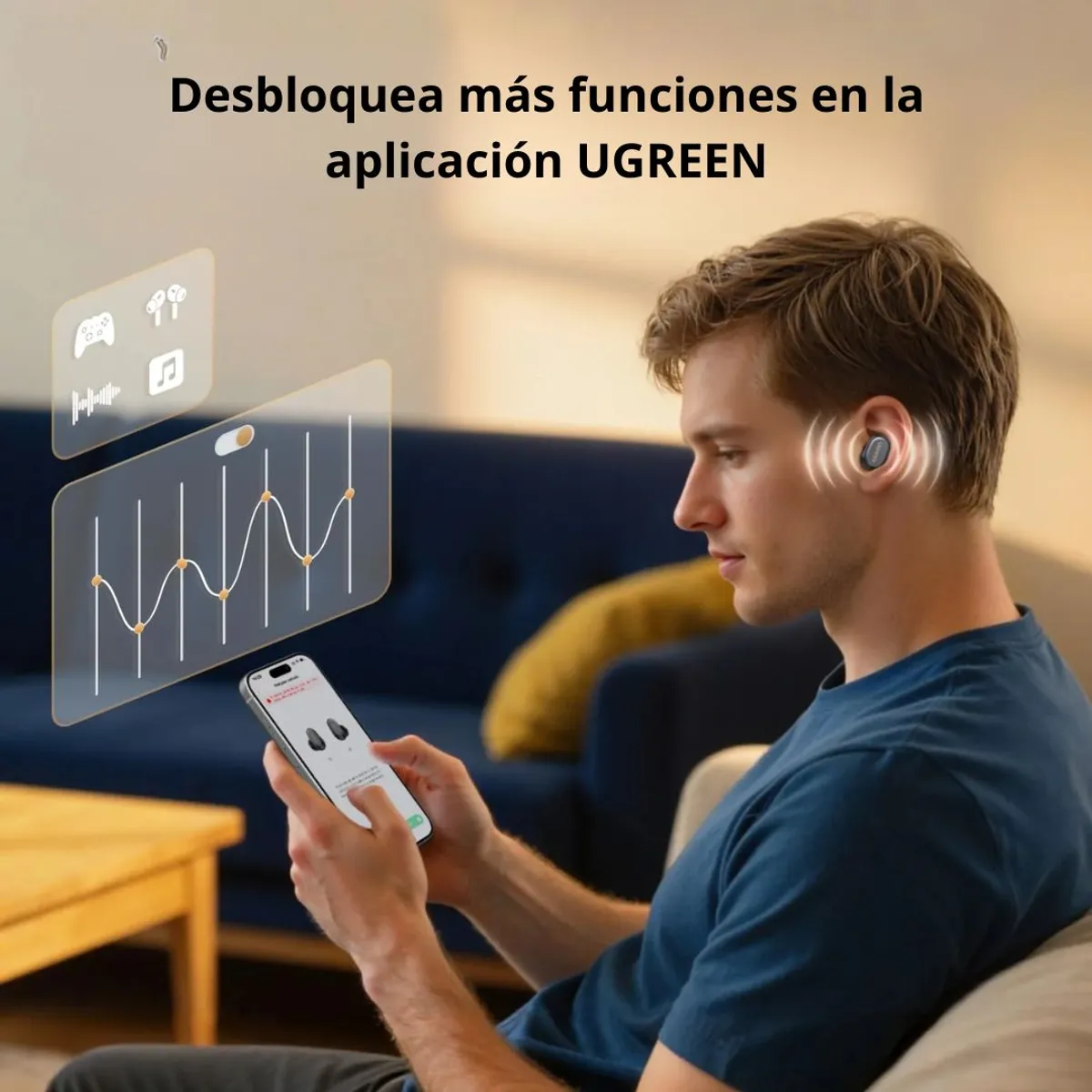 AUDÍFONOS BLUETOOTH 6.0 UGREEN WS220 INALÁMBRICOS 35H CON MICRÓFONO ENC - 8