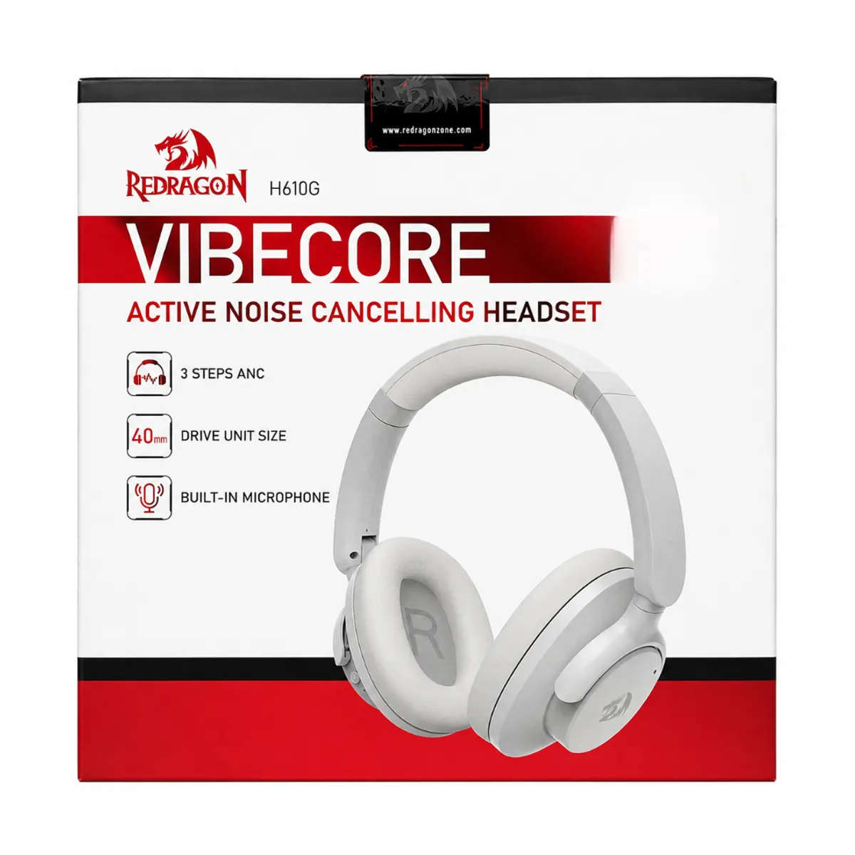 AUDÍFONOS BLUETOOTH REDRAGON VIBECORE H610 ANC 40H GAMER CON MICRÓFONO - 7