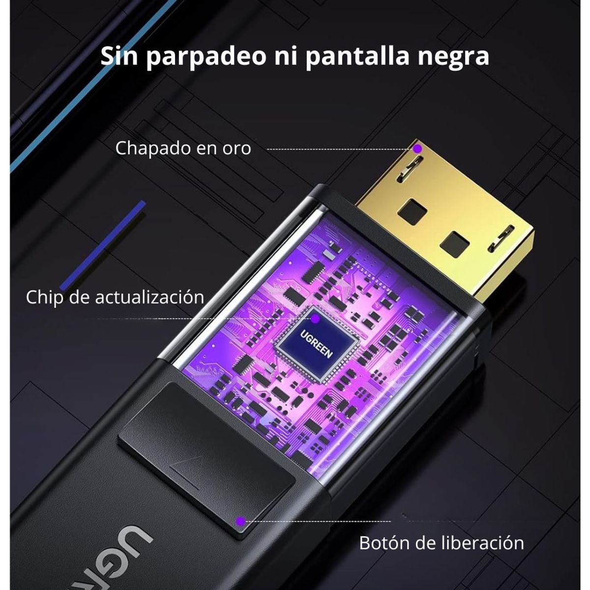 CABLE DISPLAYPORT A HDMI UGREEN DP101 3M 4K 30HZ PARA MONITOR TV PROYECTOR Y LAPTOP - 7