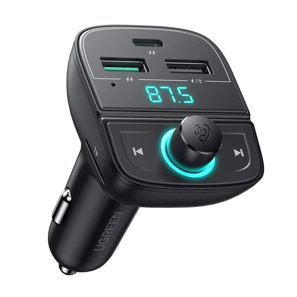 TRANSMISOR FM BLUETOOTH UGREEN CD229 PARA AUTO CON CARGADOR PD QC 31.5W Y MANOS LIBRES - 1