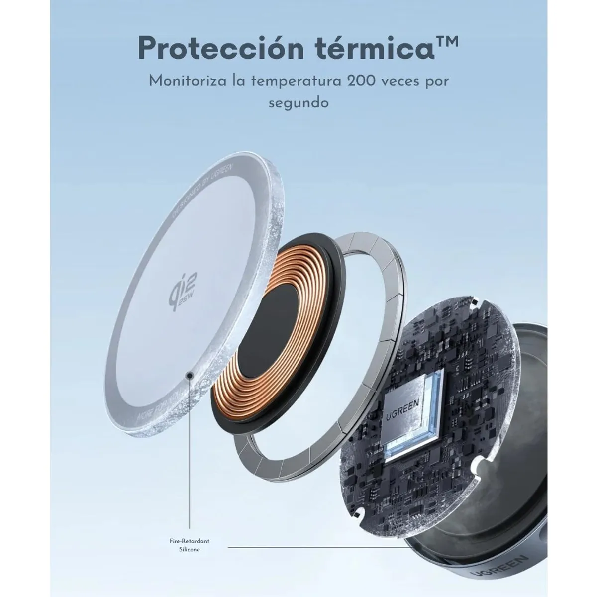 CARGADOR INALÁMBRICO MAGNÉTICO UGREEN W753 MAGFLOW QI2.2 25W PARA IPHONE MAGSAFE Y AIRPODS - 6