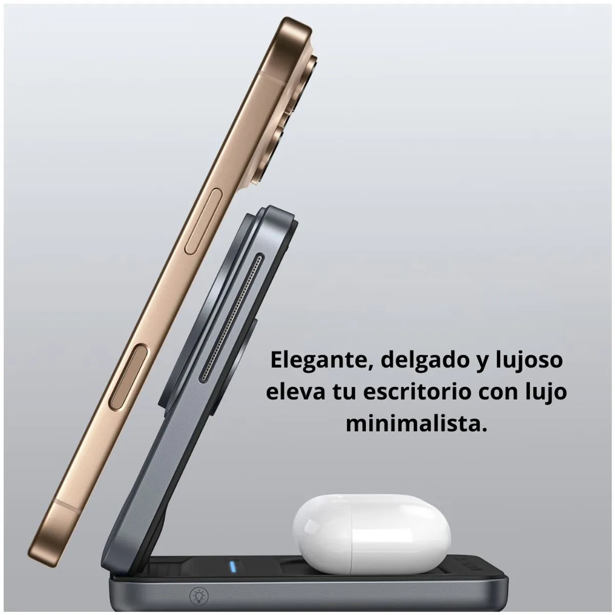 CARGADOR INALÁMBRICO MAGNÉTICO 3 EN 1 15W PARA CELULAR, RELOJ Y AURICULARES MICCELL VQ-W18 - 4