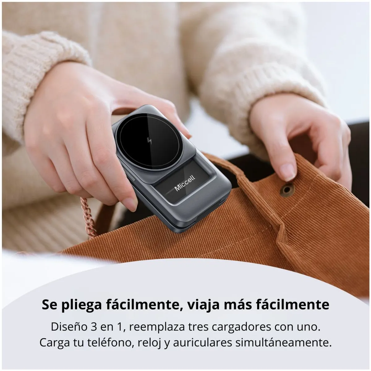 CARGADOR INALÁMBRICO MAGNÉTICO 3 EN 1 15W PARA CELULAR, RELOJ Y AURICULARES MICCELL VQ-W18 - 6