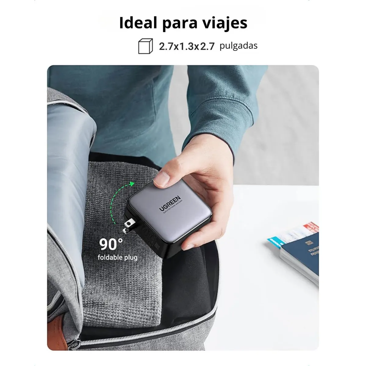 CARGADOR RÁPIDO GAN UGREEN NEXODE 100W DE 4 PUERTOS CON 3 USB-C Y 1 USB-A PARA LAPTOP Y CELULAR - 6