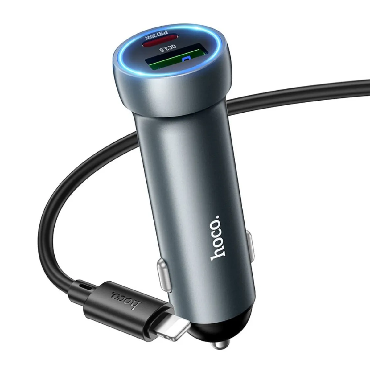 CARGADOR PARA AUTO HOCO Z54A 48W USB-C PD 30W USB-A 18W CON CABLE TIPO C - 1