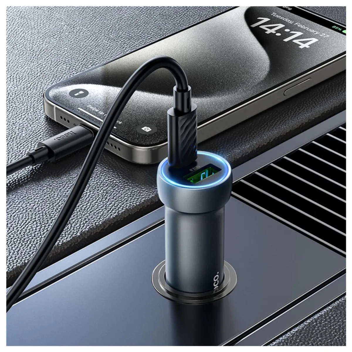 CARGADOR PARA AUTO HOCO Z54A 48W USB-C PD 30W USB-A 18W CON CABLE TIPO C - 3