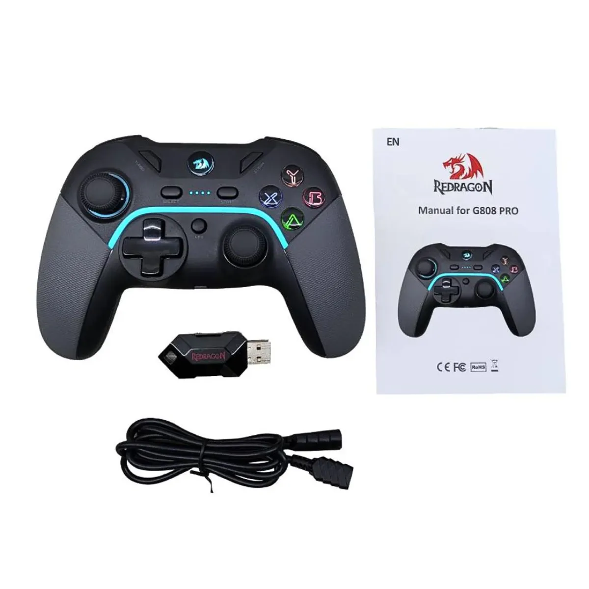 MANDO INALÁMBRICO REDRAGON G808 PRO V1 PARA SWITCH PC PS3 2.4G USB CON TURBO Y MACROS - 6