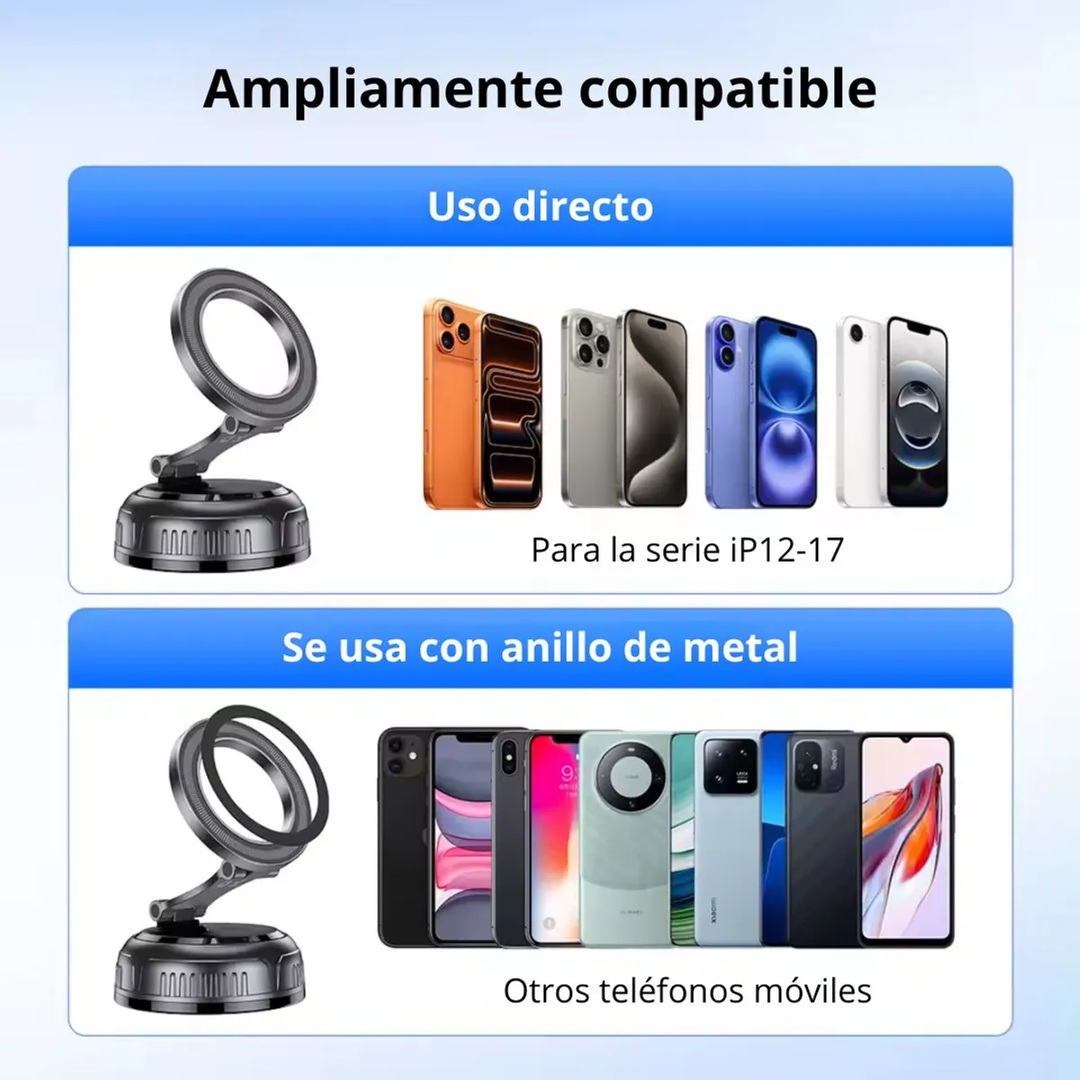 SOPORTE MAGNÉTICO PARA CELULAR HOCO H92 CON VENTOSA DE SUCCIÓN Y ROTACIÓN 360° PARA AUTO - 6