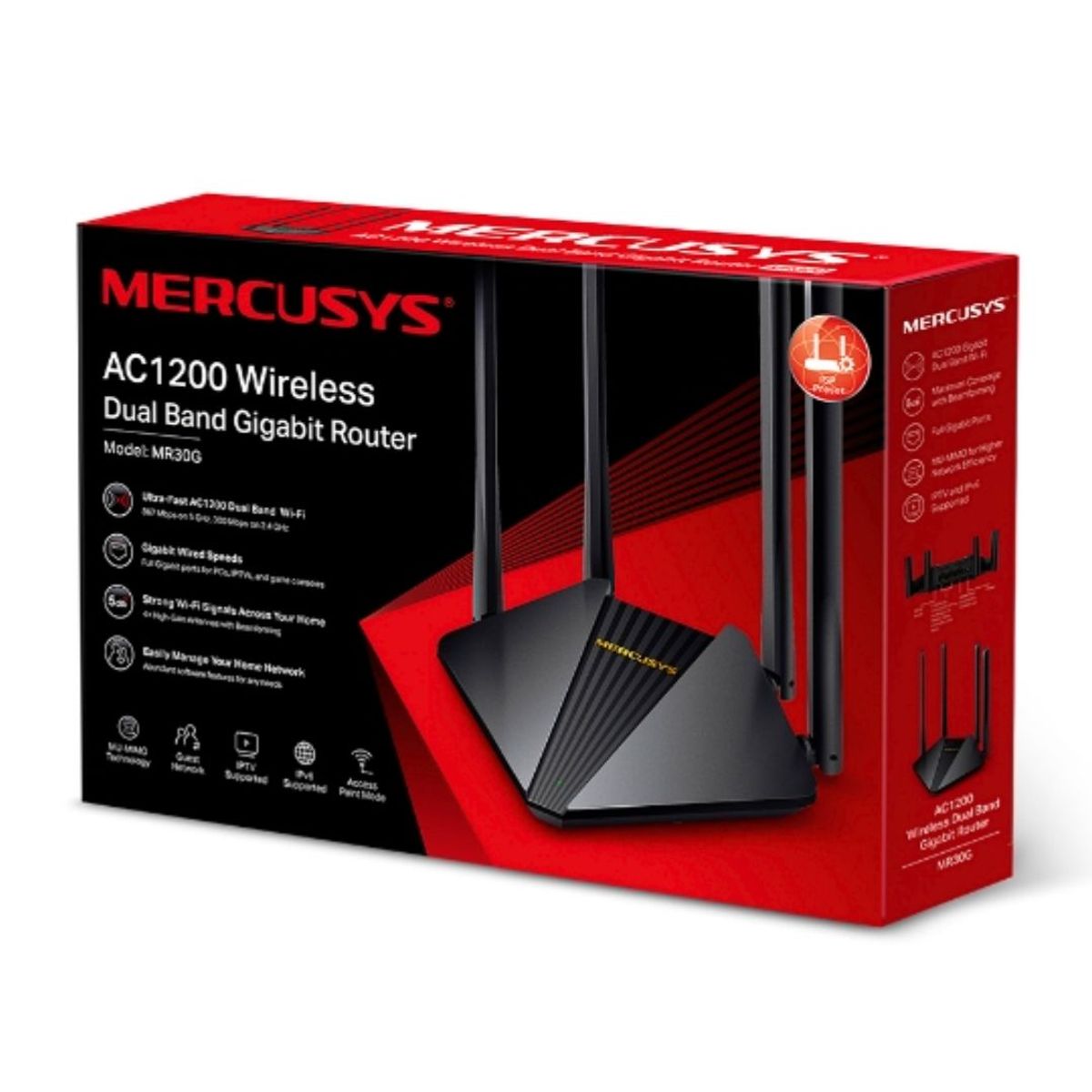 ROUTER WIFI MERCUSYS MR30G AC1200 GIGABIT DOBLE BANDA CON MU-MIMO Y 4 ANTENAS - 2