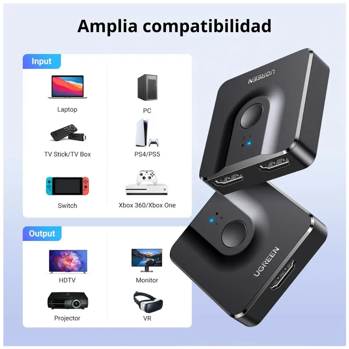 SWITCH HDMI BIDIRECCIONAL UGREEN CM217 2X1 1X2 4K 60HZ SELECTOR MANUAL - 4