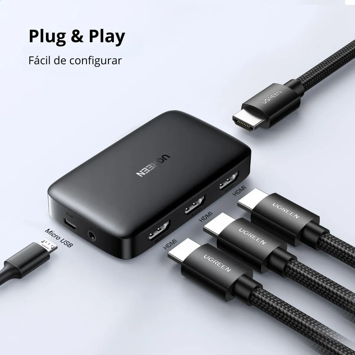 SWITCH HDMI UGREEN CM332 3 ENTRADAS 1 SALIDA 4K 30HZ CON CONTROL REMOTO - 2