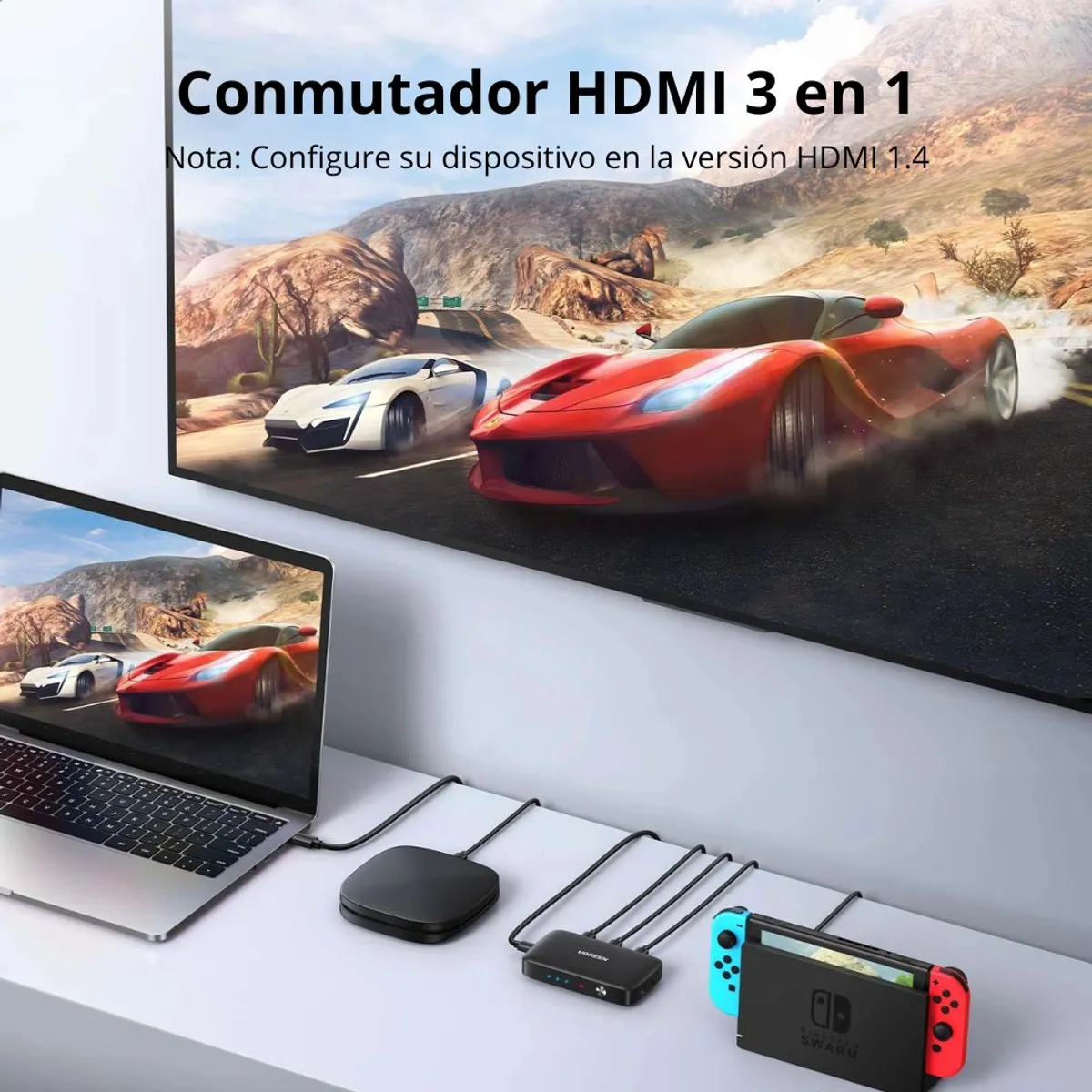 SWITCH HDMI UGREEN CM332 3 ENTRADAS 1 SALIDA 4K 30HZ CON CONTROL REMOTO - 4