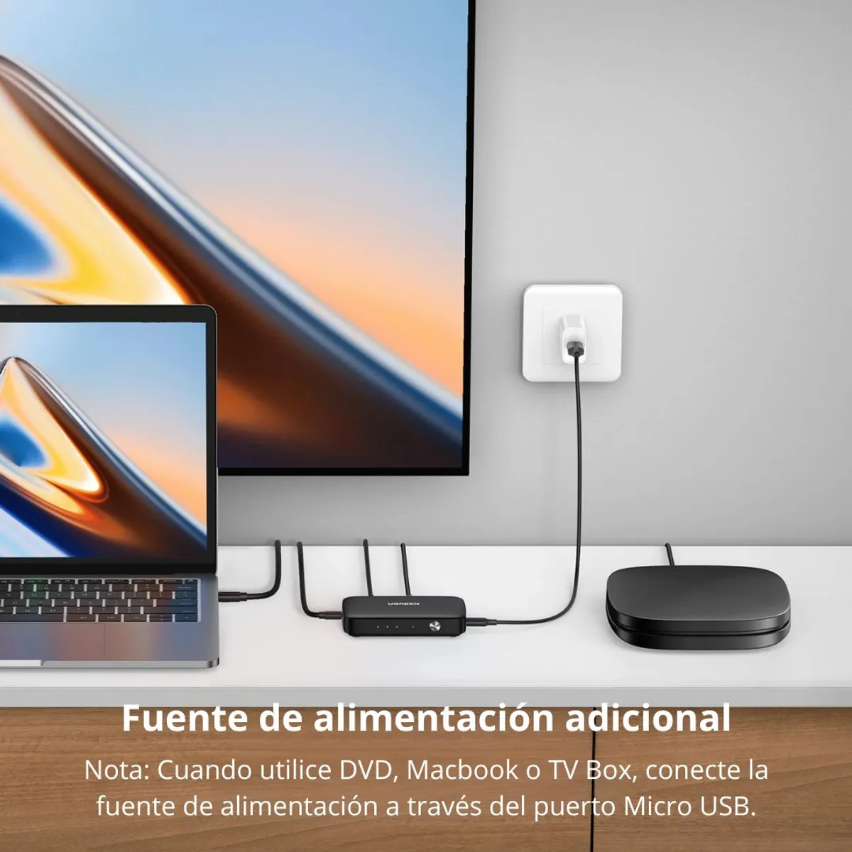 SWITCH HDMI UGREEN CM332 3 ENTRADAS 1 SALIDA 4K 30HZ CON CONTROL REMOTO - 6
