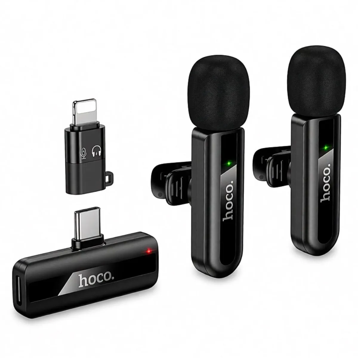 MICRÓFONO SOLAPERO INALÁMBRICO DOBLE HOCO L20A USB-C Y LIGHTNING CON REDUCCIÓN DE RUIDO - 1