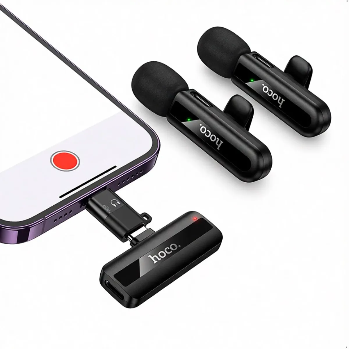 MICRÓFONO SOLAPERO INALÁMBRICO DOBLE HOCO L20A USB-C Y LIGHTNING CON REDUCCIÓN DE RUIDO - 4