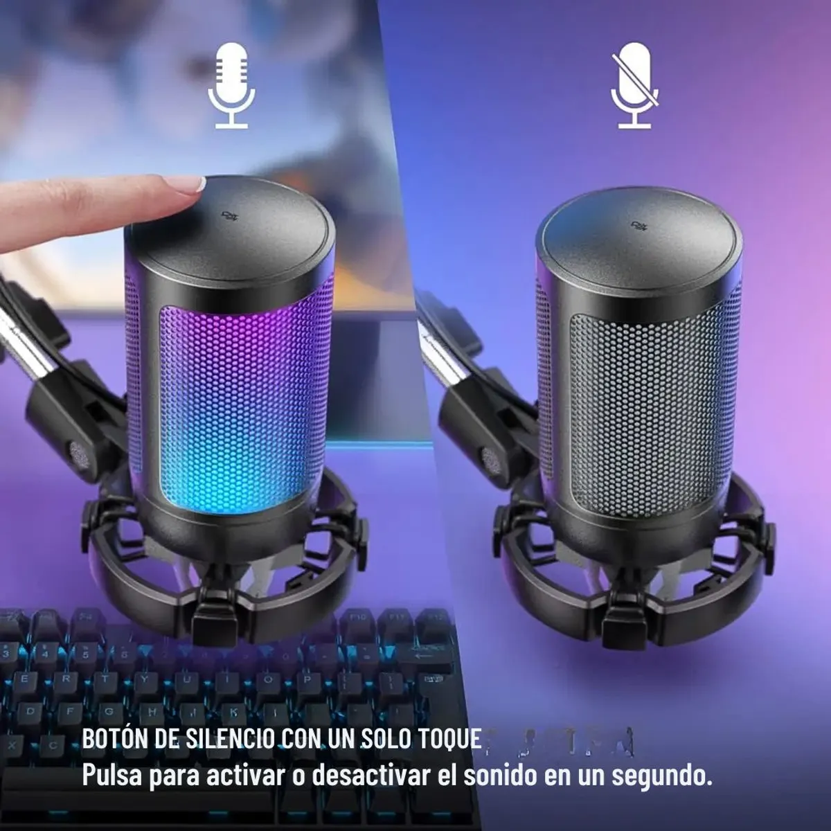 MICRÓFONO GAMER FIFINE AMPLIGAME A6T RGB USB PARA STREAMING CON BRAZO Y ANTIPOP - 4