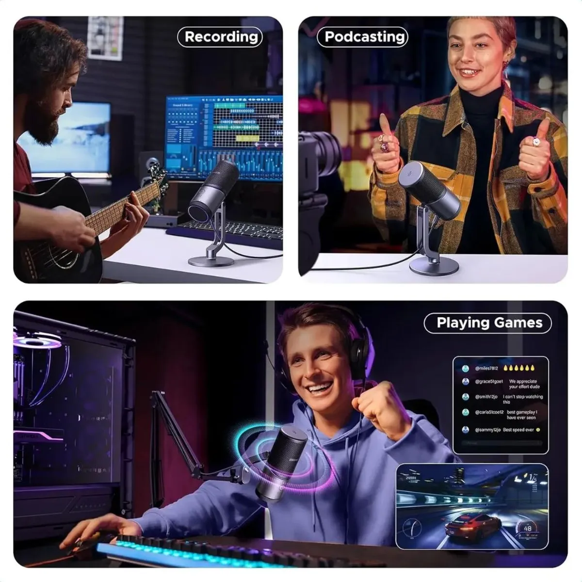 MICRÓFONO GAMER USB UGREEN CM769 RGB CARDIOIDE 24BIT 96KHZ PARA STREAMING Y PODCAST - 8
