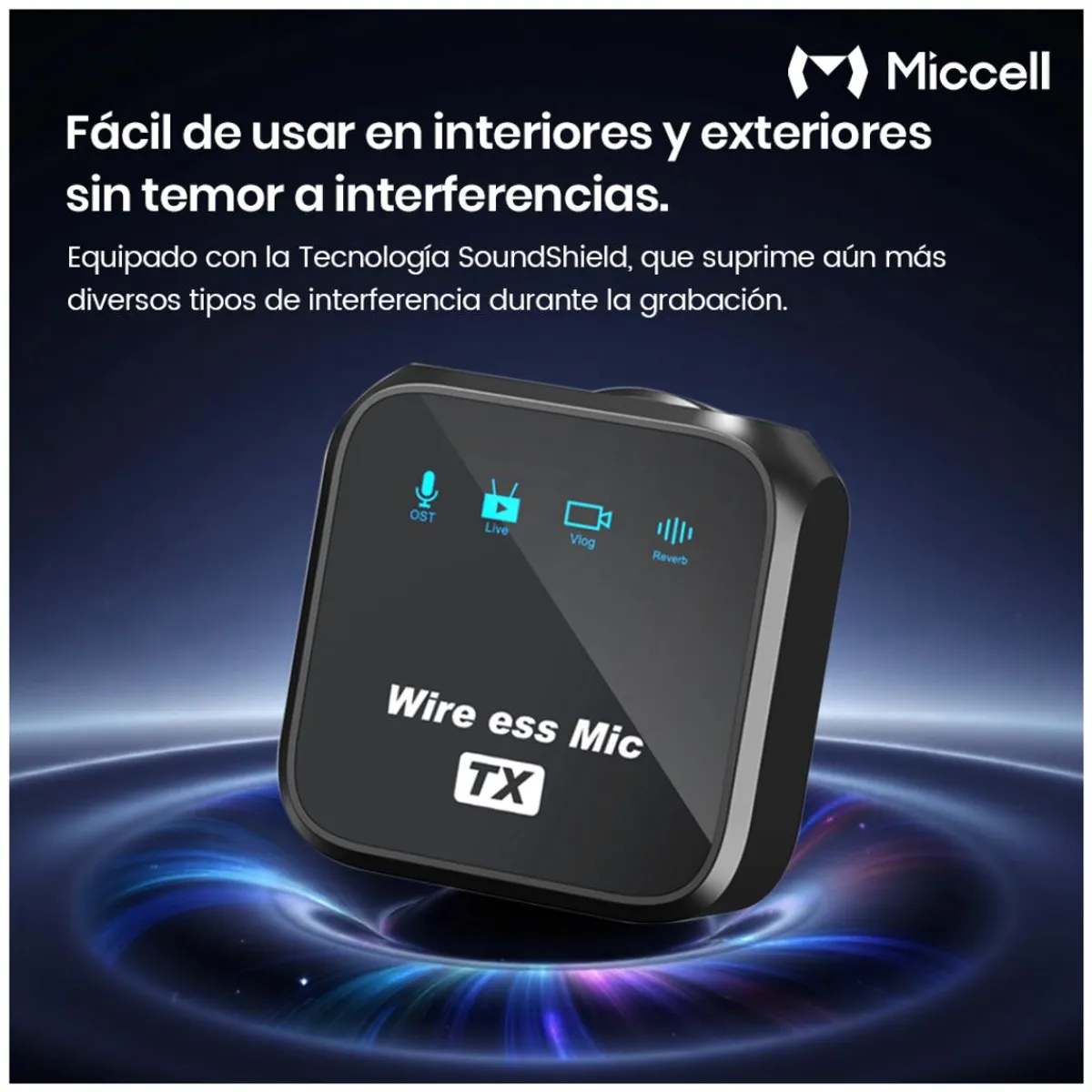 MICRÓFONO INALÁMBRICO LAVALIER PARA CELULAR PLUG Y PLAY REDUCCIÓN DE RUIDO MICCELL VQ-MC01 - 2