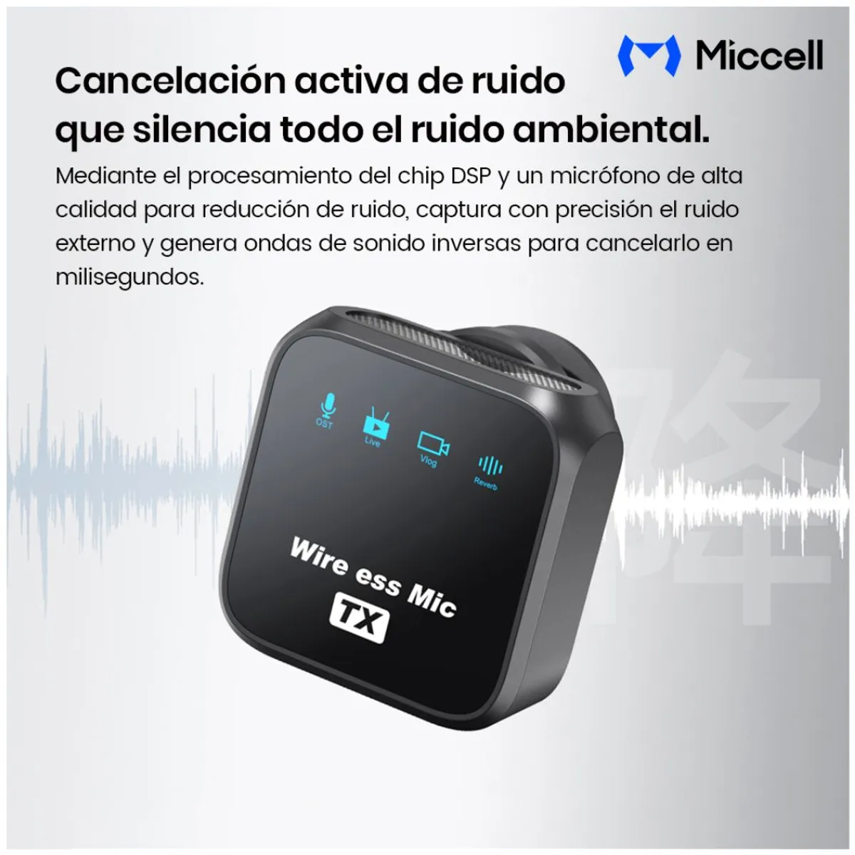 MICRÓFONO INALÁMBRICO LAVALIER PARA CELULAR PLUG Y PLAY REDUCCIÓN DE RUIDO MICCELL VQ-MC01 - 5