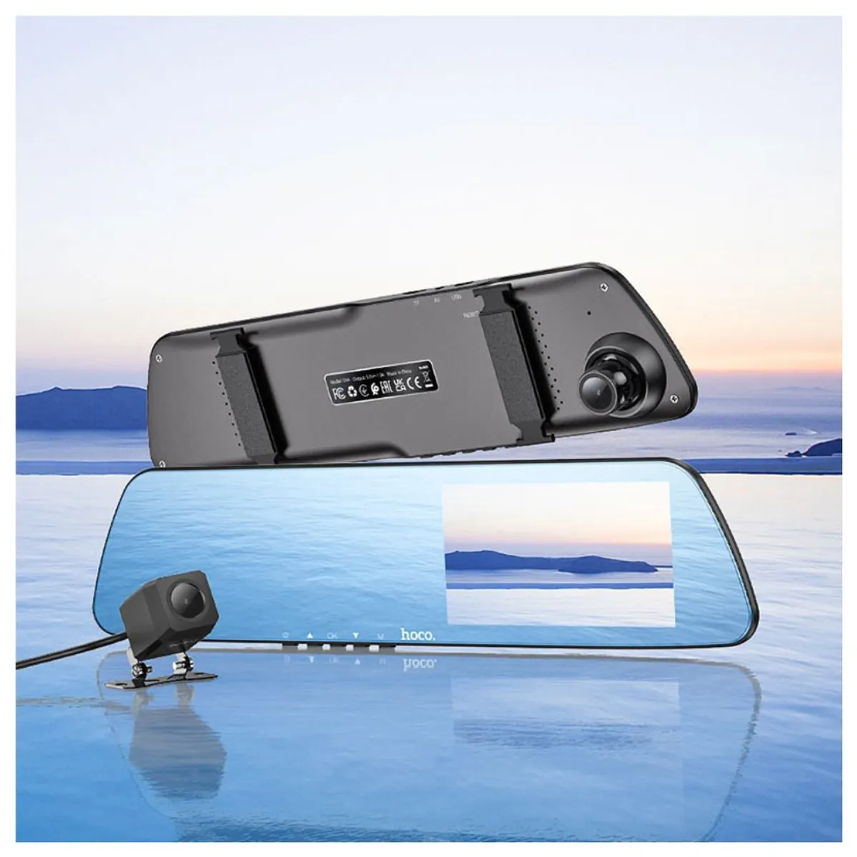 CÁMARA VEHICULAR HOCO DV4 DUAL 1080P ESPEJO RETROVISOR CON CÁMARA TRASERA Y VISIÓN NOCTURNA - 7