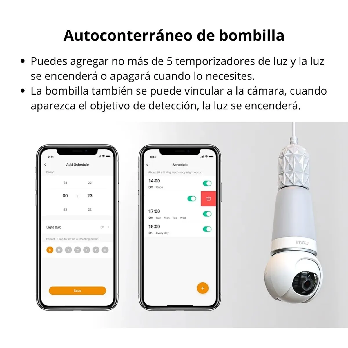 FOCO CÁMARA WIFI IMOU BULB CAM 3MP 2K E27 360° VISIÓN NOCTURNA COLOR IA AUDIO BIDIRECCIONAL ALEXA - 7