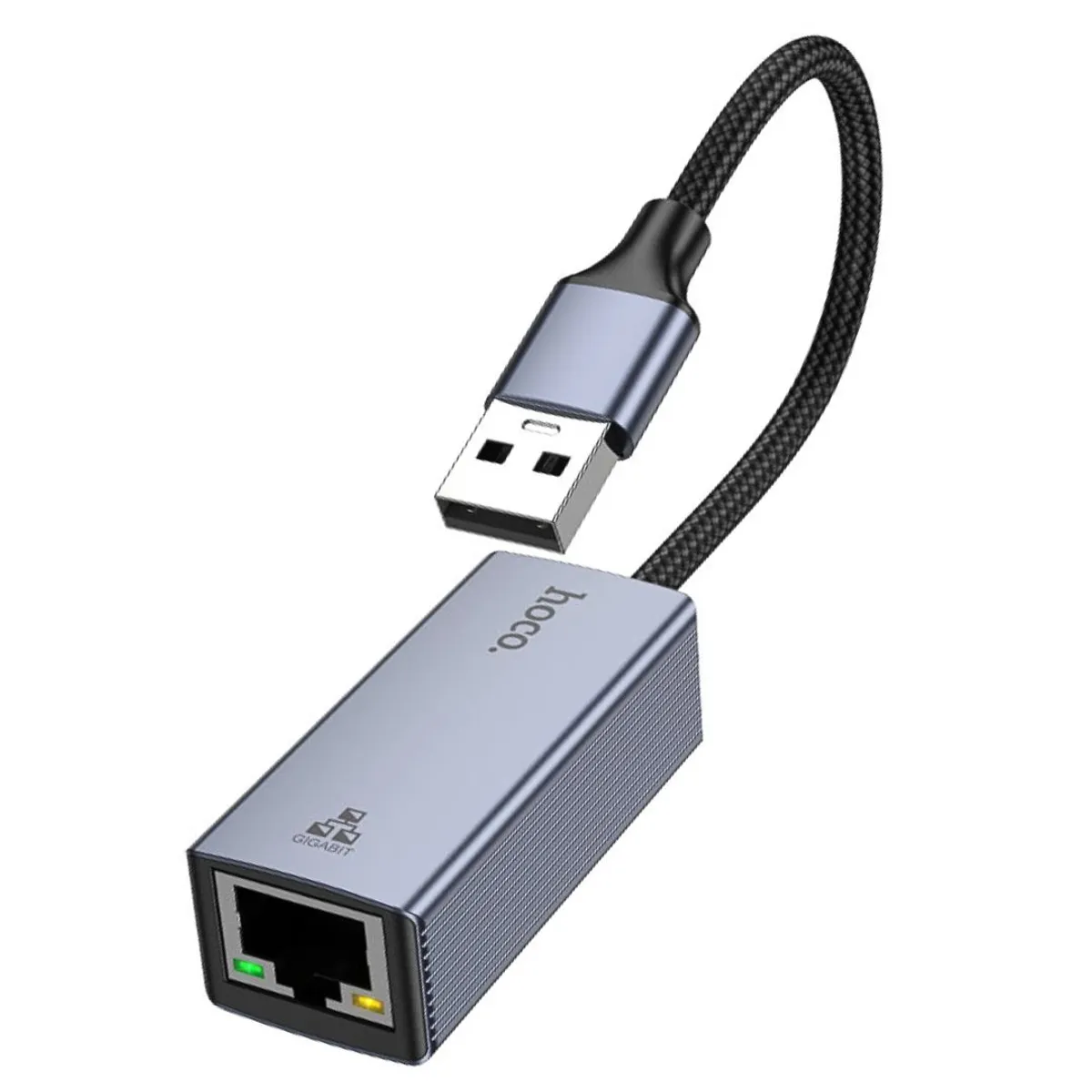 ADAPTADOR USB-A A RJ45 HOCO UA37 ETHERNET GIGABIT 1000 MBPS PARA LAPTOP PC TV Y DECODIFICADOR - 1