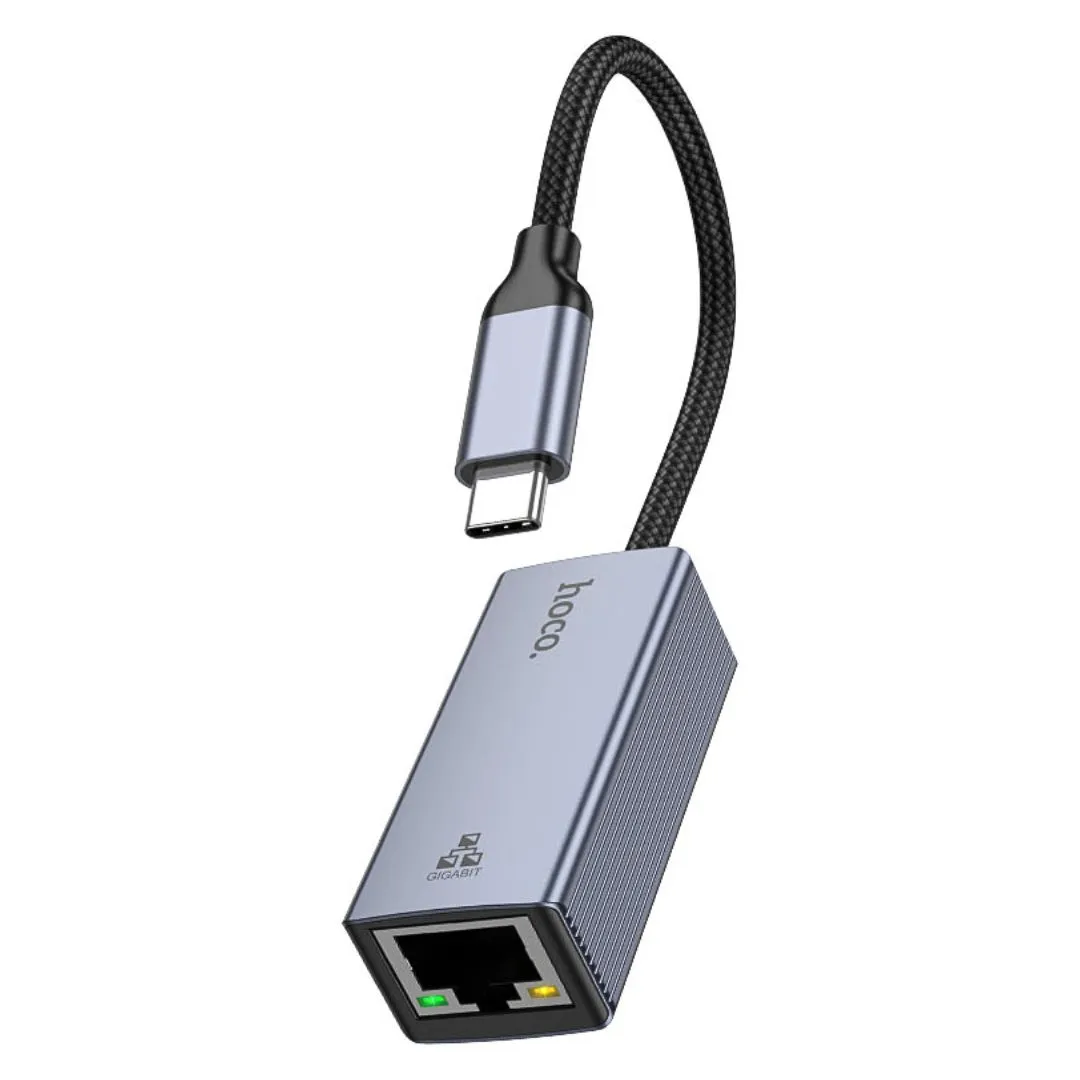 ADAPTADOR TIPO C A RJ45 HOCO UA37 ETHERNET GIGABIT 1000 MBPS PARA LAPTOP TABLET Y CELULAR - 1