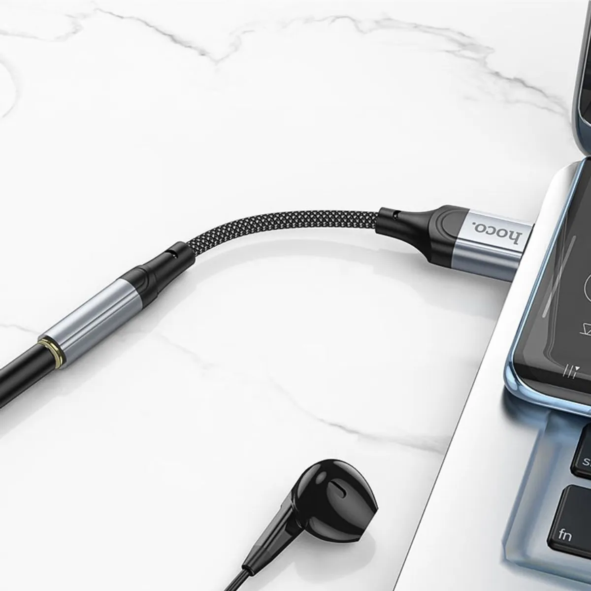 ADAPTADOR USB-A A JACK 3.5 MM HOCO LS36 PARA AUDÍFONOS MICRÓFONO Y LLAMADAS - 3