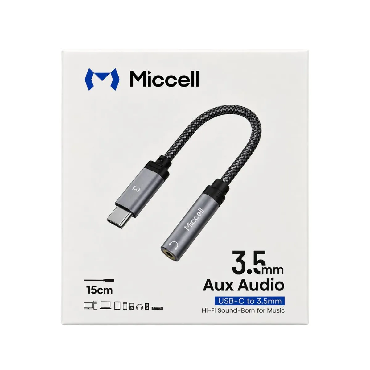 ADAPTADOR DE AUDIO MICCELL USB-C A JACK 3.5MM HI-FI PARA AUDÍFONOS PARLANTES Y MICRÓFONOS - 2